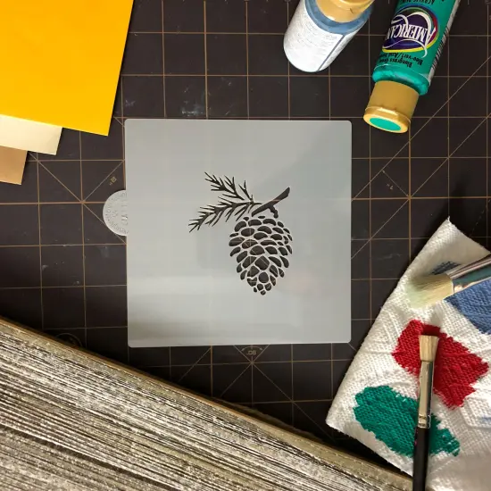 Pinecone Cookie & Craft Stencil | CM111 by Designer Stencils | Cookie Decorating Tools | Baking Stencils for Royal Icing, Airbrush, Dusting Powder | Craft Stencils for Canvas, Paper, Wood | Reusable Food Grade Stencil {3}