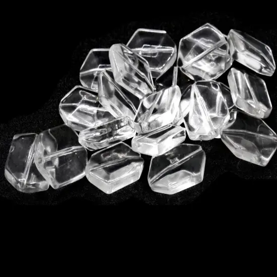20 17mm Clear Glass Hexagon Beads {2}