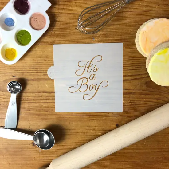 It's A Boy Cookie & Craft Stencil | CM067 by Designer Stencils | Cookie Decorating Tools | Baking Stencils for Royal Icing, Airbrush, Dusting Powder | Craft Stencils for Canvas, Paper, Wood | Reusable Food Grade Stencil {2}