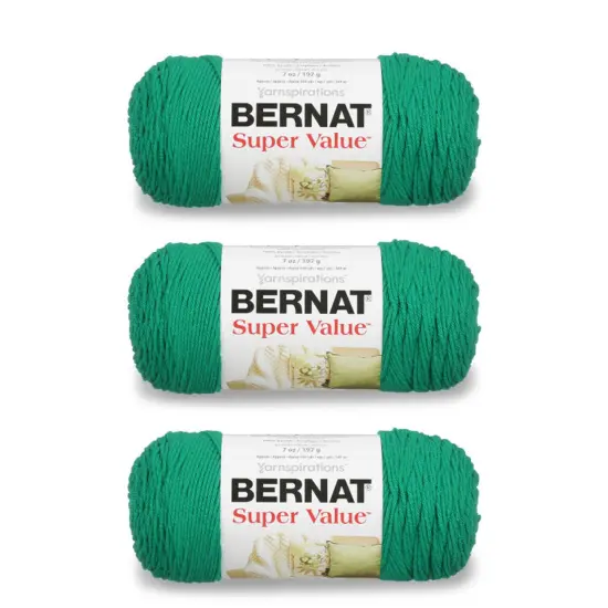 Bernat Super Value Kelly Yarn - 3 Pack of 198g/7oz - Acrylic - 4 Medium (Worsted) - 426 Yards - Knitting/Crochet {1}
