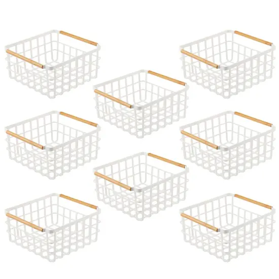 mDesign Metal Wire Organizer Basket, Bamboo Handles {5}