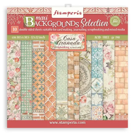 Stamperia Backgrounds Double-Sided Paper Pad 12"X12" 10/Pkg-Casa Granada {1}
