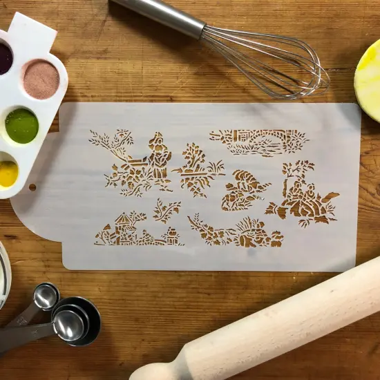 Toile Cake Stencil Side | C464 by Designer Stencils | Cake Decorating Tools | Baking Stencils for Royal Icing, Airbrush, Dusting Powder | Reusable Plastic Food Grade Stencil for Cakes | Easy to Use & Clean Cake Stencil {5}