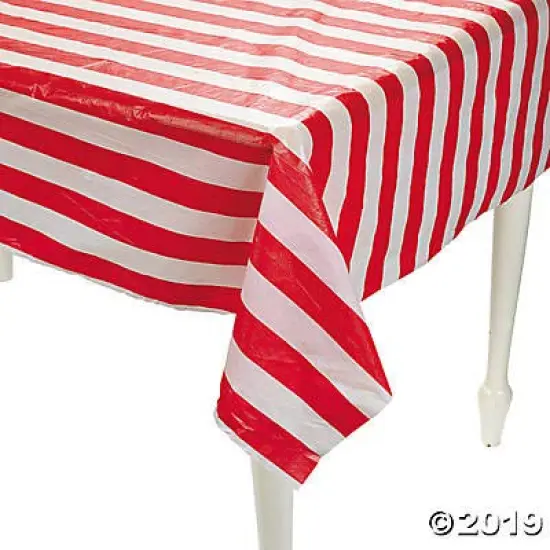 Fun Express Red and White Striped Tablecloth Roll (100 ft) Circus Carnival Party Supplies {2}