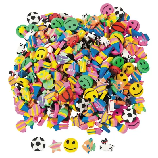 Mini Eraser Assortment (500PC) - Stationery - 500 Pieces {1}