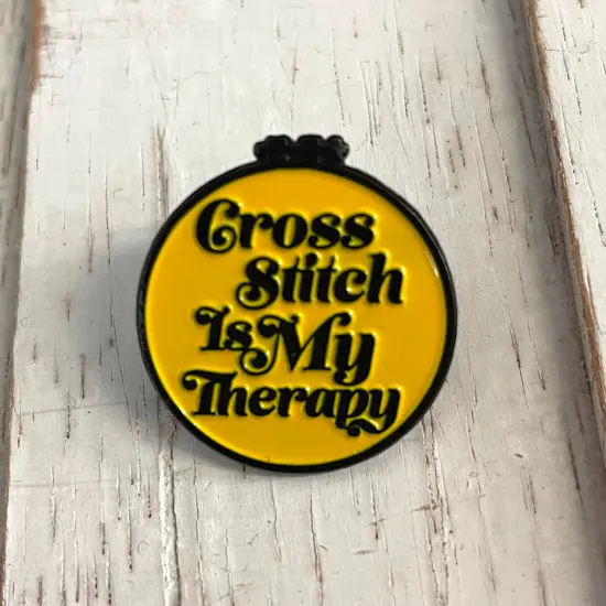 Cross Stitch is My Therapy Soft Enamel Pin 1" {3}