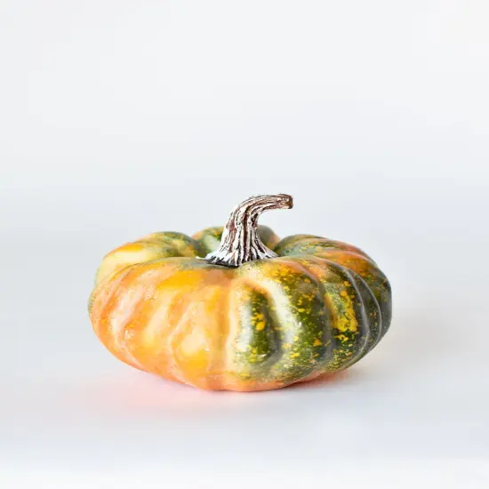 5" x 5.5" Faux Green/Orange Pumpkin {1}