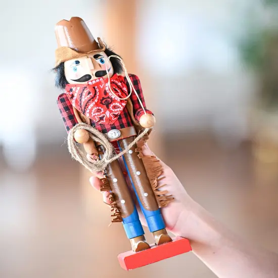 Ornativity Christmas Western Cowboy Nutcracker &ndash; Brown and Red Wooden Nutcracker Cow Boy with a Rope and Lasso Xmas Themed Holiday Nut Cracker Doll Figure Decorations {5}