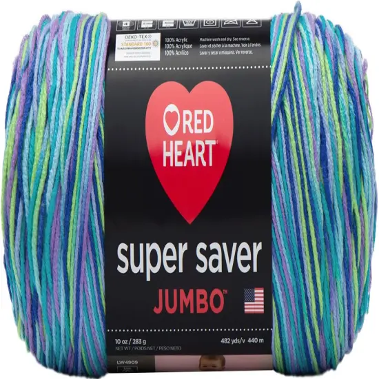 Red Heart Super Saver Jumbo Wildflower Yarn - 2 Pack of 283g/10oz - Acrylic - 4 Medium (Worsted) - 482 Yards - Knitting/Crochet {2}