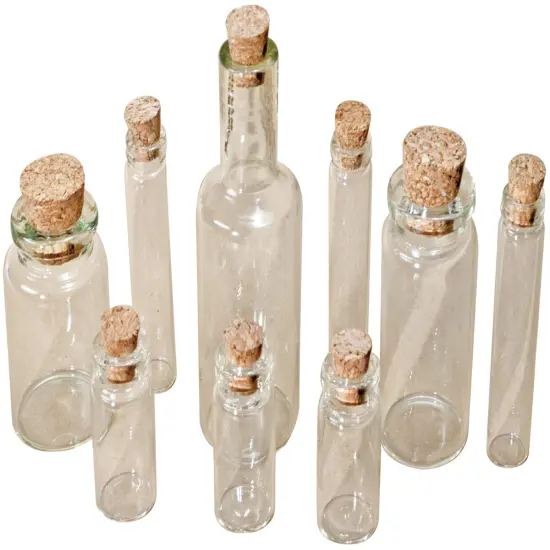 Idea-Ology Corked Glass Vials 9/Pkg-Clear 1.25" To 3" {2}
