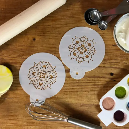 Victorian Crochet Cookie Stencils | C475 by Designer Stencils | Cookie Decorating Tools | Baking Stencils for Royal Icing, Airbrush, Dusting Powder | Reusable Plastic Food Grade Stencil for Cookies | Easy to Use & Clean Cookie Stencil {5}