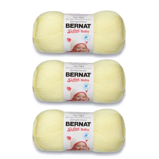 Bernat Softee Baby Lemon Yarn - 3 Pack of 141g/5oz - Acrylic - 3 DK (Light) - 362 Yards - Knitting/Crochet {1}