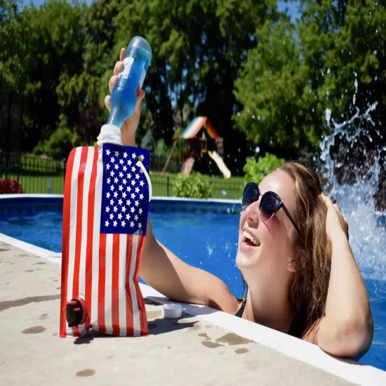 American Flag Flask for Liquor, Wine, Drinks: Beverage Dispenser Holds 2 Liters for Summer, July 4, Sports Tailgating, Birthday, Graduation, Cruises, Boating, BBQ Parties, by Party Flasks {4}