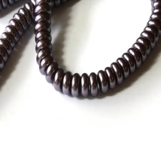 100 8mm Gray Glass Pearl Beads Faux Pearl Disc Beads {2}