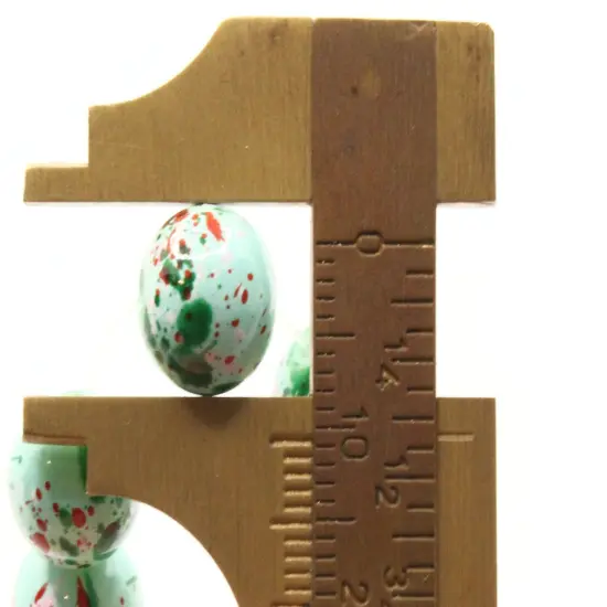 40 10mm Mint Green with Red & Pink Splatter Paint Smooth Round Glass Beads {6}