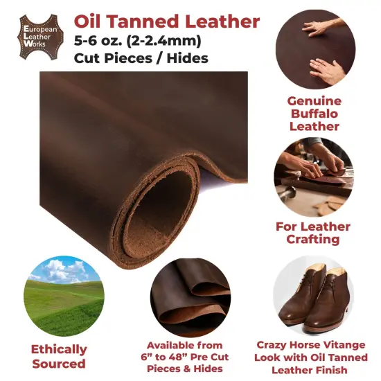 ELW Tooling Leather 5-6 oz (2-2.4mm) Pre-Cut Sizes - Sable Brown Cowhide Full Grain Leathercraft for Holsters, Knife Sheaths, Coasters, Emboss, Stamp, Earrings {2}
