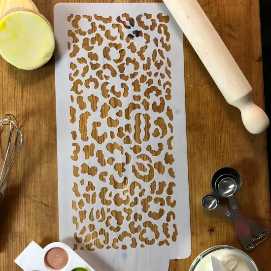 Leopard Skin Cake Stencil | C455 by Designer Stencils | Cake Decorating Tools | Baking Stencils for Royal Icing, Airbrush, Dusting Powder | Reusable Plastic Food Grade Stencil for Cakes | Easy to Use & Clean Cake Stencil {3}