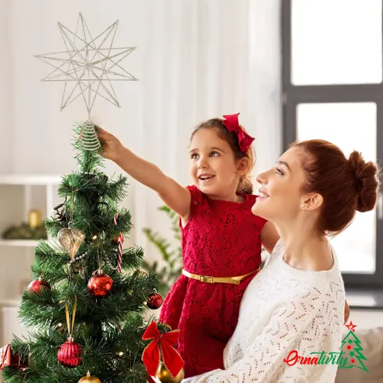 Ornativity Glitter Star Tree Topper - Christmas Sparkly Metal Wire Star Tree Top Ornament {2}