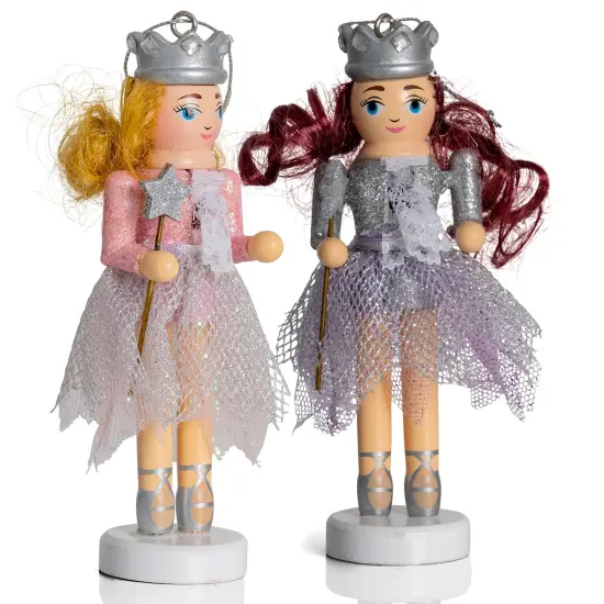 Ornativity Nutcracker Hanging Ornament Figures &ndash; Fairy Ballet Dancers Glittered Christmas Mini Wooden Nutcrackers Xmas Tree Ornament Set &ndash; 4 Pieces {2}