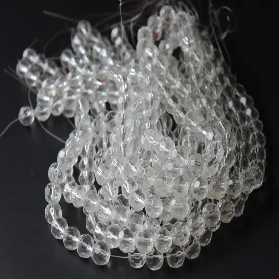 30 10mm Clear Crystal Faceted Round Beads Crystal Glass Beads Full Strand {6}