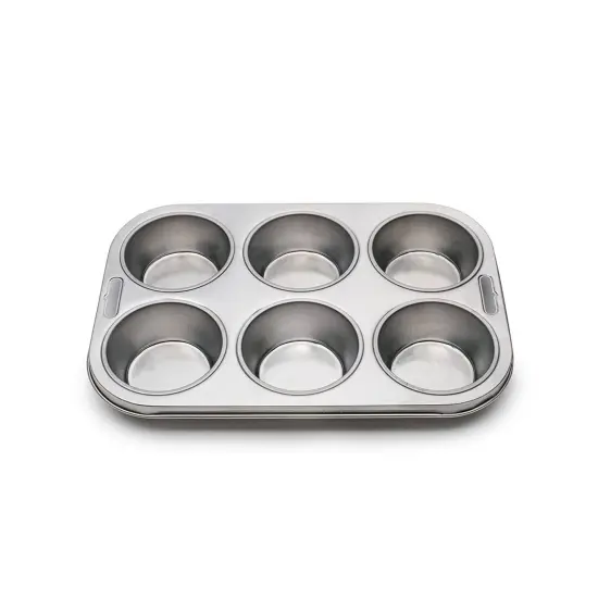 Fox Run 4867 Muffin Cupcake Bakeware Pan Stainless Steel 6 Cup {1}