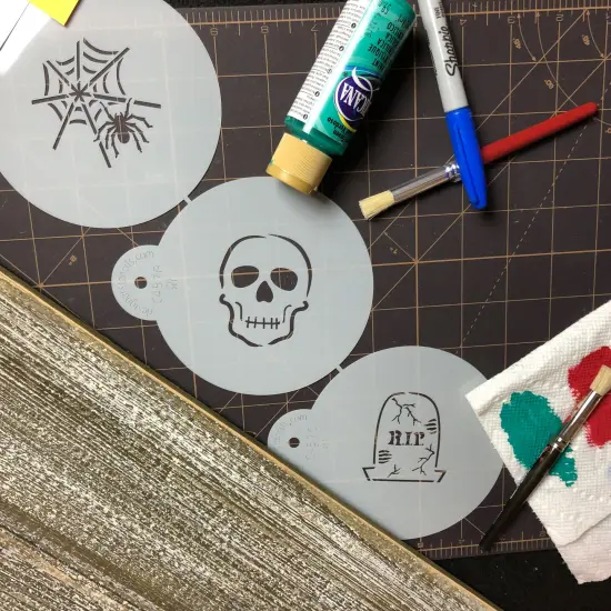 Scary Halloween Cookie Stencil Set: Spider Web, Skull, Gravestone | C457 by Designer Stencils | {5}