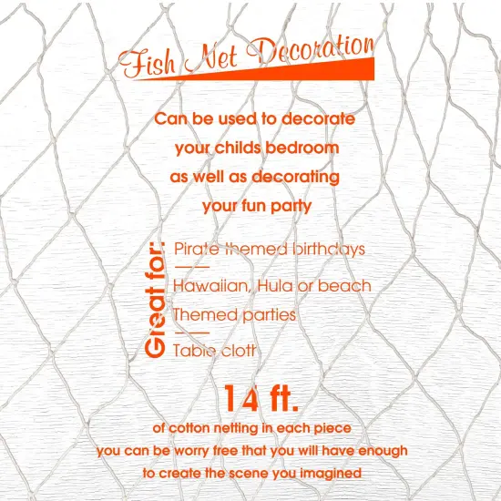 Nautical Fish Net Party Decorations for Pirate Party, Hawaiian Party, Nautical Themed Cotton Fishnet by Big Mos Toys {2}