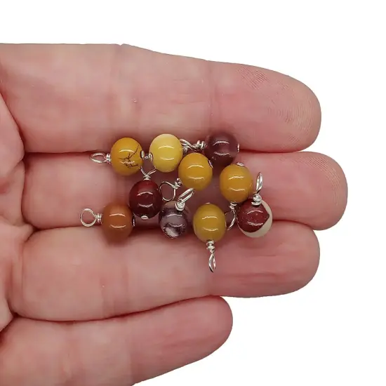 Mookaite 6mm Bead Dangles, Small Gemstone Charms, 10 pieces, Adorabilities {3}