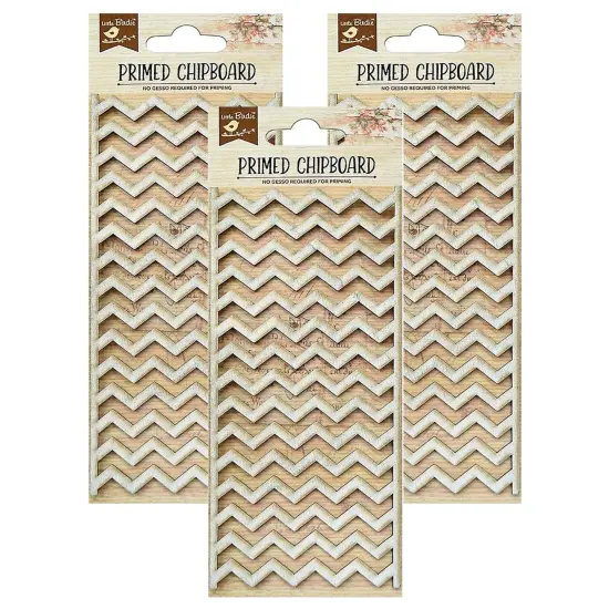 Pack of 3 - Little Birdie Laser Cut Primed Chipboard 1/Pkg-Chevron {1}