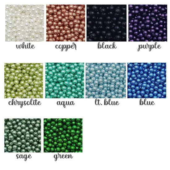 6mm Glass Pearl Dangles, 10 Charms in Your Choice of Colors, Adorabilities Purple {4}