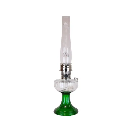 Aladdin Clear Over Emerald Lincoln Drape Table Oil Lamp with Summer Sunflower Shade (Nickel Trim) {3}