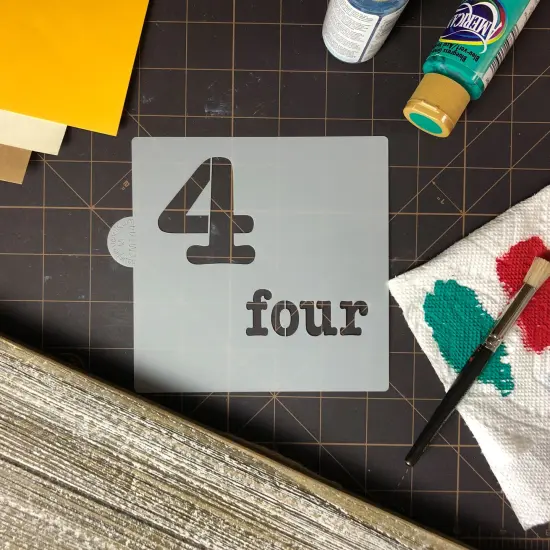 Number Four Cookie & Craft Stencil | CM144 by Designer Stencils | Cookie Decorating Tools | Baking Stencils for Royal Icing, Airbrush, Dusting Powder | Craft Stencils for Canvas, Paper, Wood | Reusable Food Grade Stencil {3}