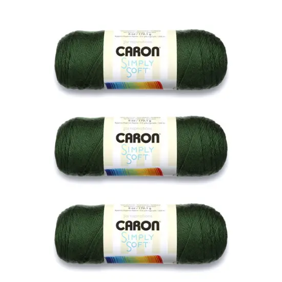 Caron Simply Soft Dark Sage Yarn - 3 Pack of 170g/6oz - Acrylic - 4 Medium (Worsted) - 315 Yards - Knitting/Crochet {1}