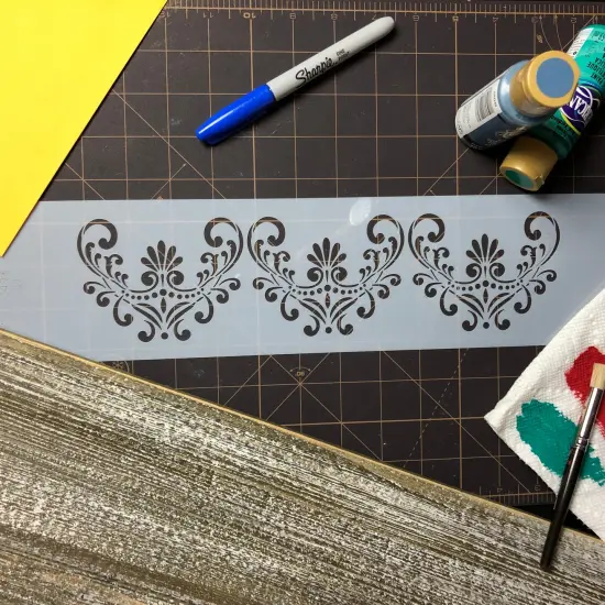 Fleur De Lis Cake Stencil Side #4 | C493 by Designer Stencils | Cake Decorating Tools | Baking Stencils for Royal Icing, Airbrush, Dusting Powder | Reusable Plastic Food Grade Stencil for Cakes | Easy to Use & Clean Cake Stencil {4}