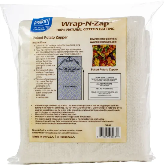 Multipack of 10 - Pellon Wrap-N-Zap 100% Natural Cotton Batting-45"X36" {3}