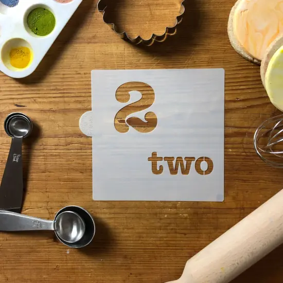 Number Two Cookie & Craft Stencil | CM142 by Designer Stencils | Cookie Decorating Tools | Baking Stencils for Royal Icing, Airbrush, Dusting Powder | Craft Stencils for Canvas, Paper, Wood | Reusable Food Grade Stencil {2}