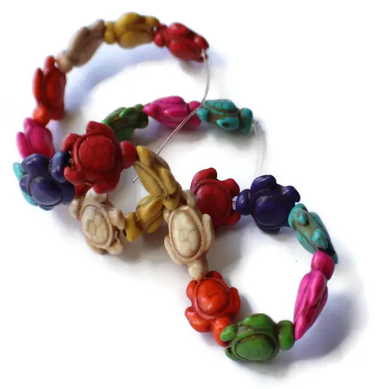 22 18mm Howlite Turtle Beads Gemstone Beads Dyed Mixed Color Beads bB1 {4}