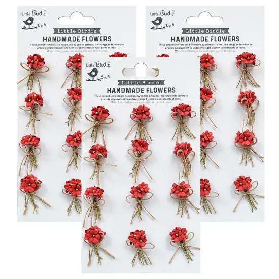 Pack of 3 - Little Birdie Paper Bouquet 12/Pkg-Love and Roses {1}