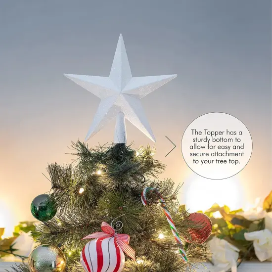 Ornativity Glitter Star Tree Topper - Christmas White Decorative Holiday Bethlehem Star Ornament {3}