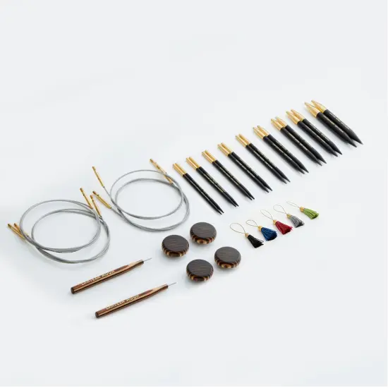Lantern Moon Ancestry 4" Ebony Interchangeable Knitting Needle Set with Silk Case Multicolor {3}