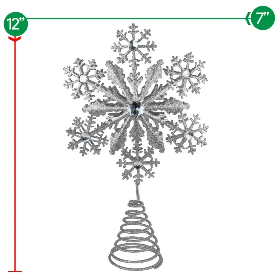 Ornativity Glitter Snowflake Tree Topper - Gold Sparkling Gem Christmas Tree Decoration {5}