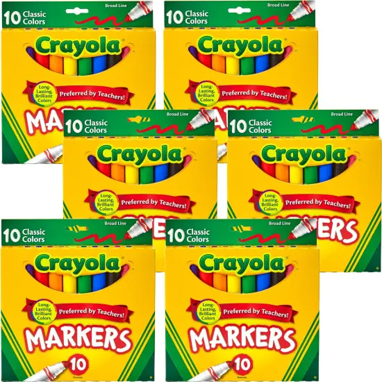 Multipack of 6 - Crayola Broad Line Markers-Classic Colors 10/Pkg {1}
