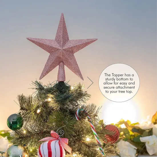 Ornativity Glitter Star Tree Topper - Christmas Rose Gold Decorative Holiday Bethlehem Star Ornament {4}