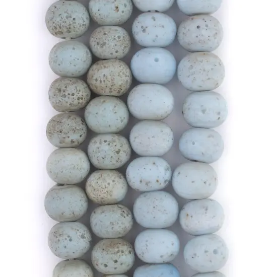 The Bead Chest&reg; Ancient Style Java Glass Beads, 24+ Inch Strand, 11mm Beads, Available in 13 Colors Baby Blue {1}