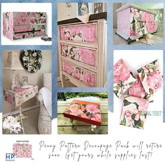 Peonies in Pink Decoupage Paper (large) {3}