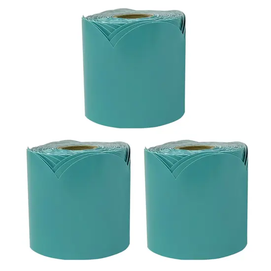 We Belong Teal Rolled Scalloped Bulletin Board Borders, 65 Feet Per Roll, Pack of 3 {1}