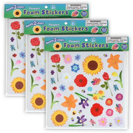 Foam Stickers - Flowers - 152 Per Pack - 3 Packs {1}