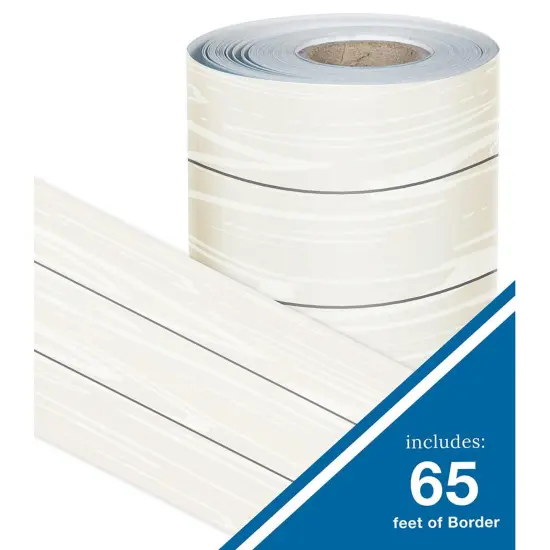 White Wood Grain Rolled Straight Borders, 65 Feet Per Roll, Pack of 3 {4}