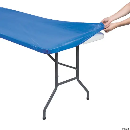 Fitted Plastic Tablecloths Bulk 12 Pc. 8 Ft. Red {5}