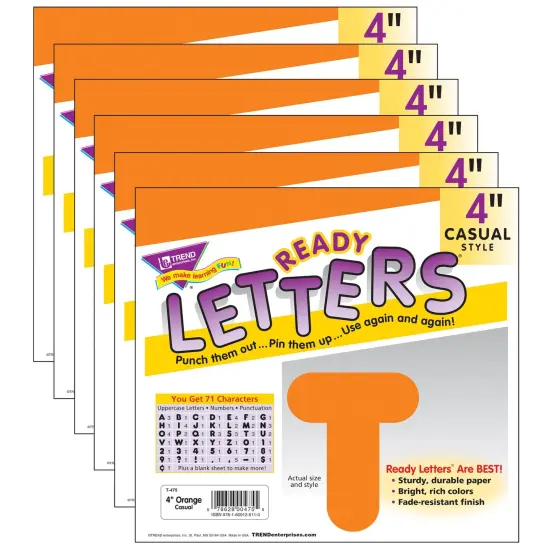 Orange 4" Casual Uppercase Ready Letters&reg;, 6 Packs {1}